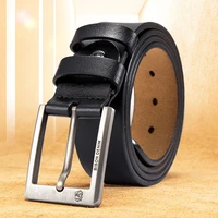 bison denim black vintage cowskin belt men accessories cowboy genuine leather pin buckle mens belts gift for man and gift box