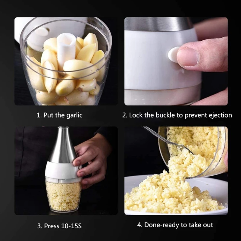 

Garlic Press Professional Kitchen Tools Mincer Ginger Peeler, Squeezer Heavy Duty Stainless Steel Presser Crush Chopper