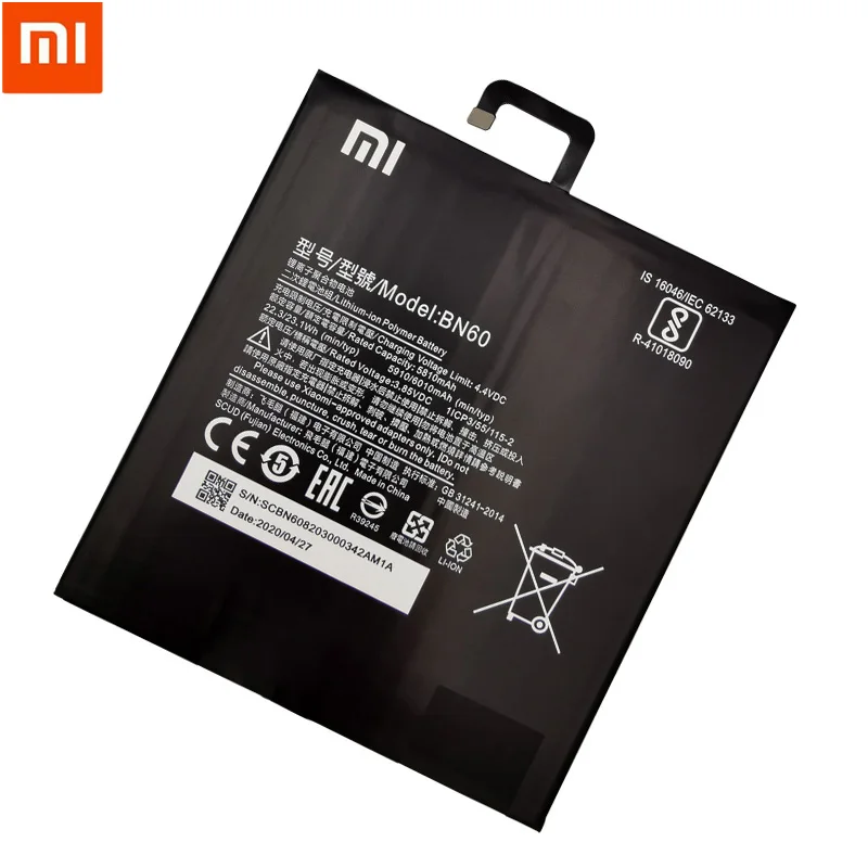 Xiaomi-bater&iacute;a BN60 Original para m&oacute;vil, 100% mAh, para Xiaomi Pad 4, Mipad 4, bater&iacute;as con herramientas de regalo, novedad de 6010-3