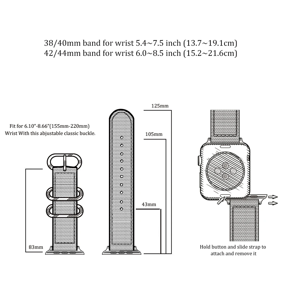 

For Apple Watch Band Series 5 4 44mm 40mm Nylon Sport Loop Bracelet strap for iwatch 4/3/2/1 42mm 38mm Wristband accessories