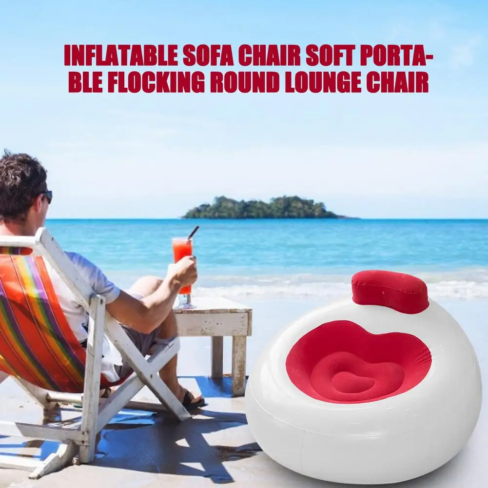 

Camping Inflatable Sofa Chair Soft Portable Flocking Round Lounge Chair Living Room Bedroom Garden Outdoor Courtyard Traveling