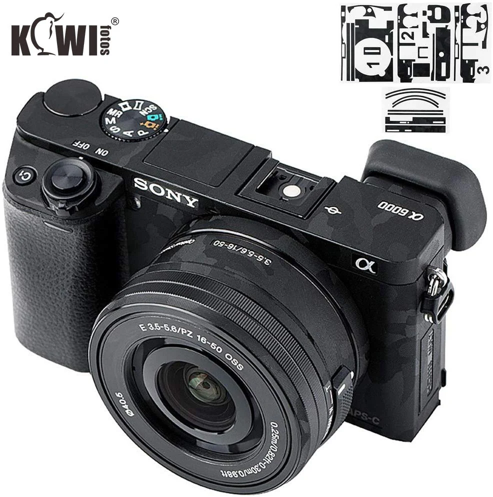 Анти-Царапины Камера тела крышка защитная пленка комплект для sony A6000+ 16-50 мм SELP1650 объектив кожи 3M наклейки Тень черный камуфляж