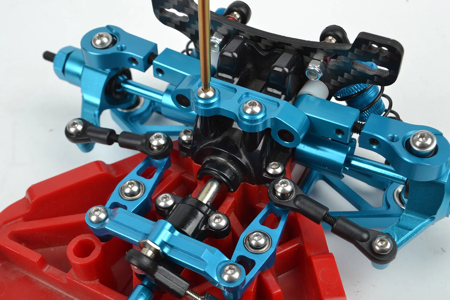 Juego de direcci&oacute;n de manivela de rodamiento de bolas de aluminio para coche de control remoto, piezas mejoradas para Tamiya TT02 TT-02 1/10 RC, TT-02D-4