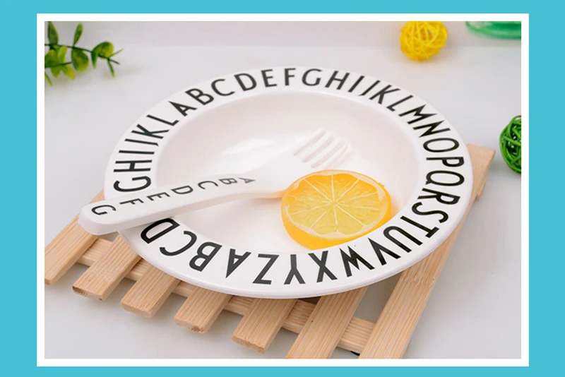 Children's Alphabet Plate Baby Anti-fall Dishes Number Letter Tray Food Supplement Training Triangle Rectangle Tableware 1258