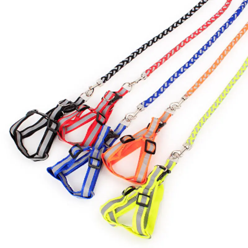 

Pet dog traction rope dog chain go out at night reflective traction rope polyester woven chest strap walk dog rope
