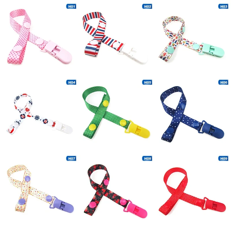 

Cartoon Fixed Button Baby Pacifier Clip Chain Ribbon Dummy Soother Holder Chain Anti-drop Buckle Strap For Pacifier Baby Feeding