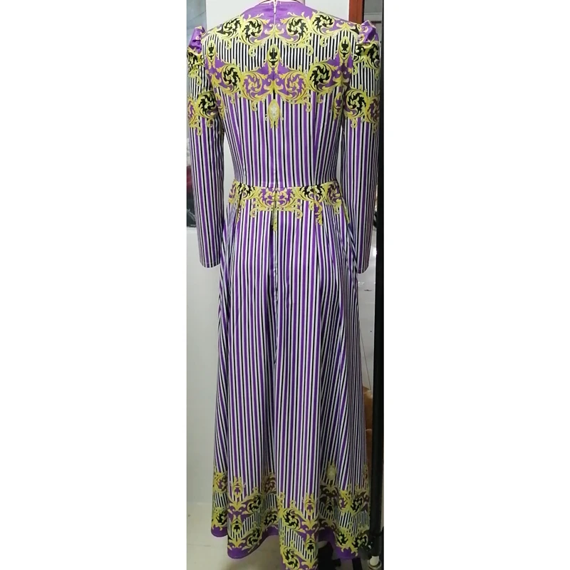 

Autumn African Long Dress for Women Elegant Striped Traditional Africa Maxi Dress Woman Riche Bazin Kanga Africa Clothing Female
