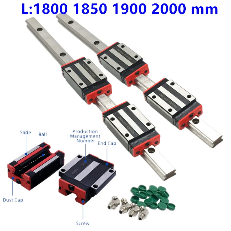 2 шт. HGR15 HGH15 1800 мм-2000 мм ширина линейной направляющей 15 мм+ 4 шт. линейный блок каретки HGH15CA ng HGW15CC HGH15 части ЧПУ