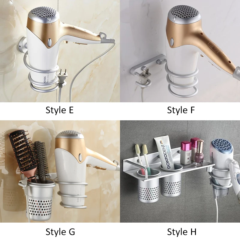 Многофункциональный держатель для фена ванной настенная стойка алюминиевый