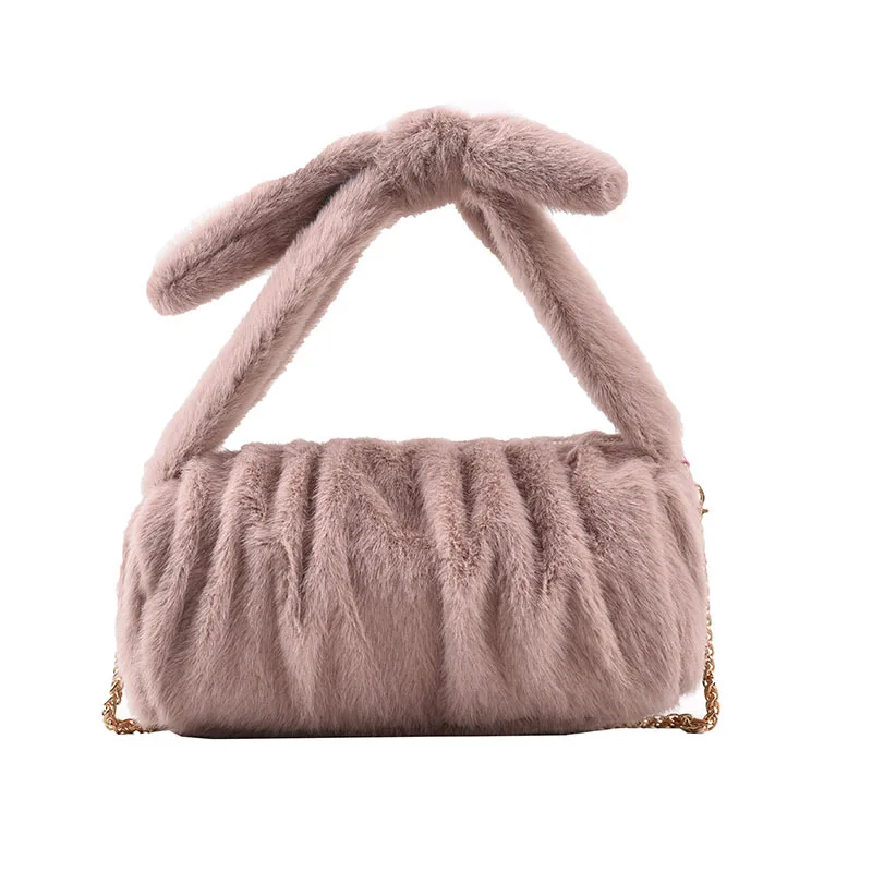

Autumn and Winter Furry Bag Women's Bag New Plush Hand-Carrying Bag Retro Shoulder Crossbody Tote