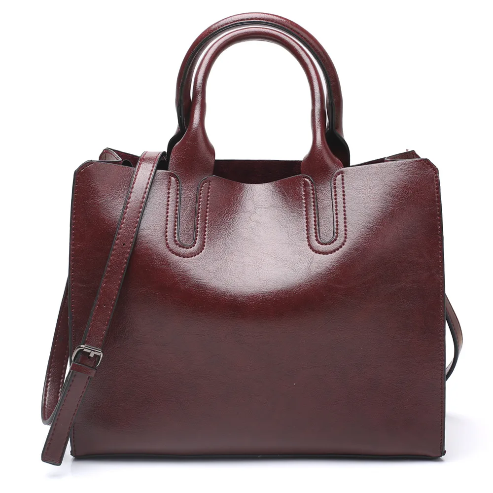 

Oil Wax Leather Lady Bag new hot Lady Handbag European and American Fashion Tote Bag Single Shoulder Bag