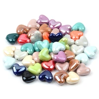 20pcs 15x13mm heart shape ceramic beads for jewelry making loose spacer love heart porcelain bead diy bracelet accessories