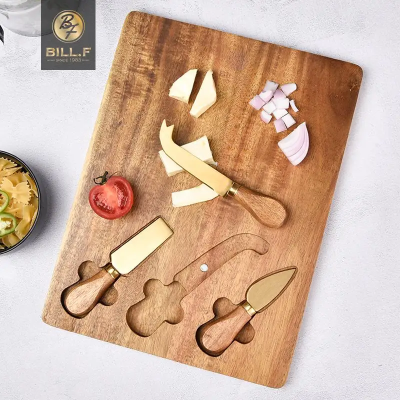 BILL.F Cheese Board Set, Charcuterie Platter & Serving Tray Including 3 Cheese Knives, 13x10x0.7 Inch enlarge