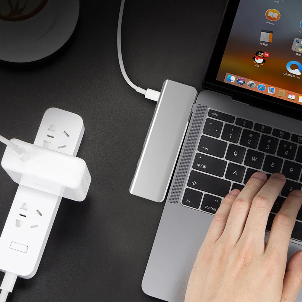 USB C адаптер для MacBook Pro Air или ноутбука 5 в 1 Type OTG Hub Dongle Splitter подключение 4K HDMI Мульти