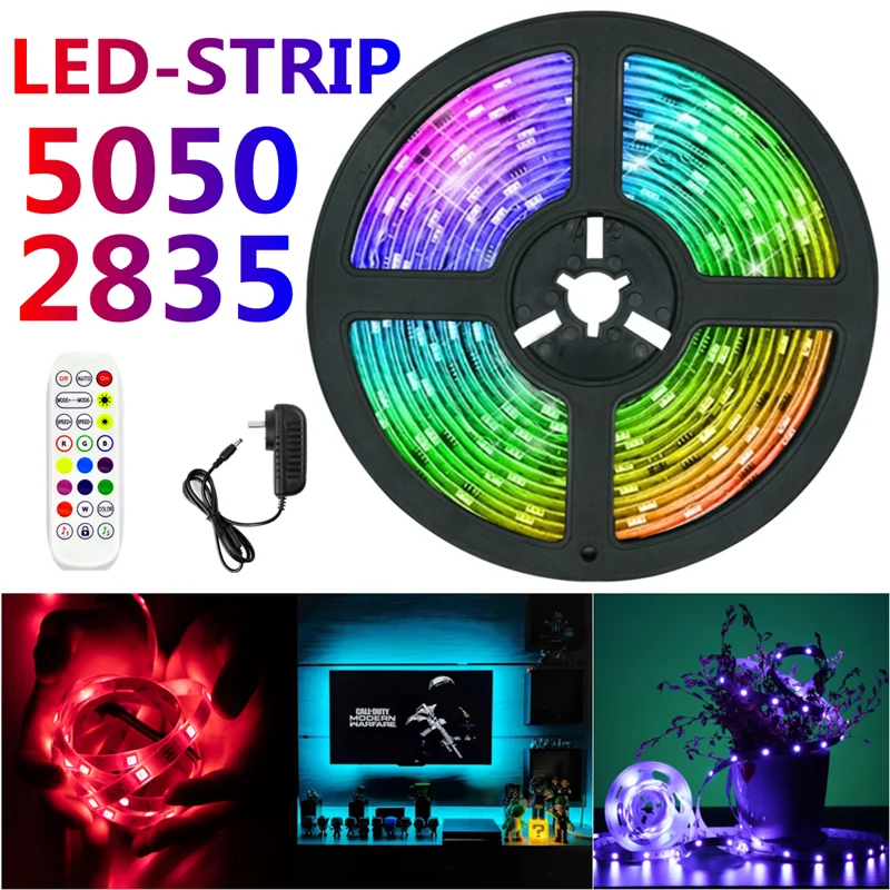 

Светодиодная лента с поддержкой Bluetooth, Wi-Fi, RGB 5050 SMD 2835, гибкая светодиодная неоновая лента 5 м, 10 м, 12 В постоянного тока для декора комнаты, Wi-Fi