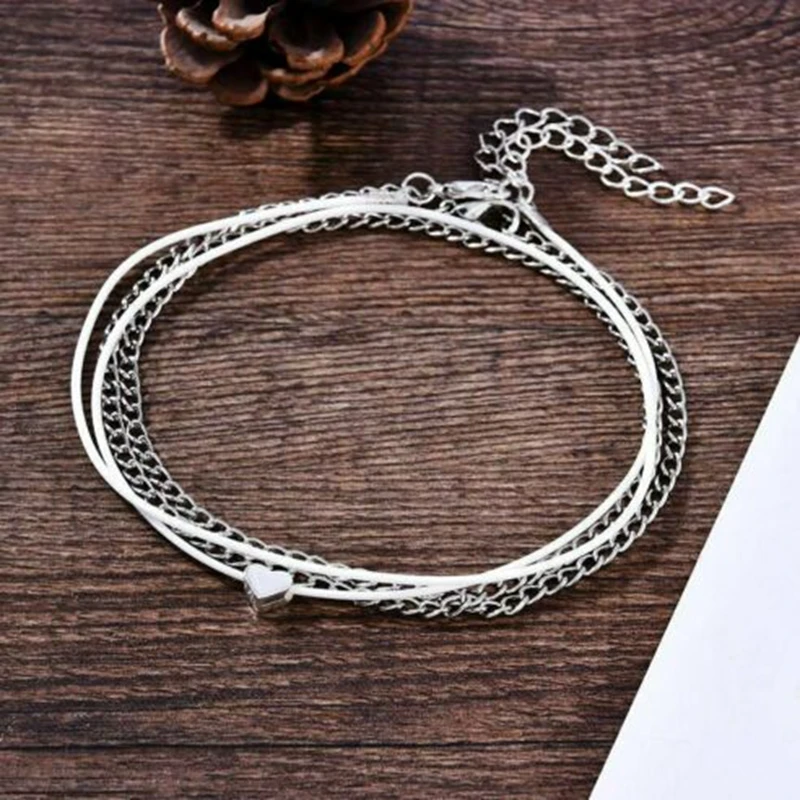 

Fashion Love Heart Ankle Bracelet Foot Chain Silver Color Women Anklet Gifts