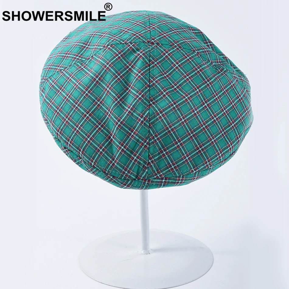 Берет женский хлопковый в клетку желтого и красного цветов |