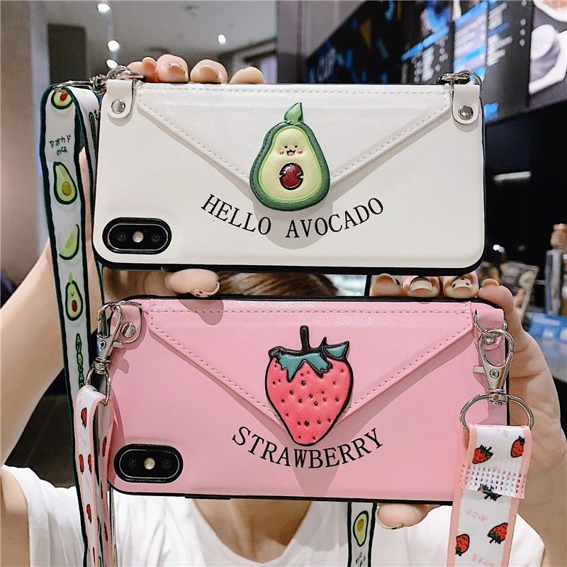 

Fashion Lanyard Crossbody Wallet Phone case For iPhone 11 XS MAX XR X 7 8 6 6S Plus Leather Card Slot With Shoulder Strap Cover