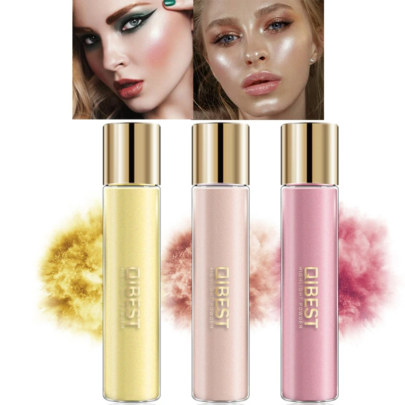 

QIBEST Face Highlighter Powder Waterproof High-Light Iluminador Contouring Brighten Glow Eye Shadow Grooming Cosmetics