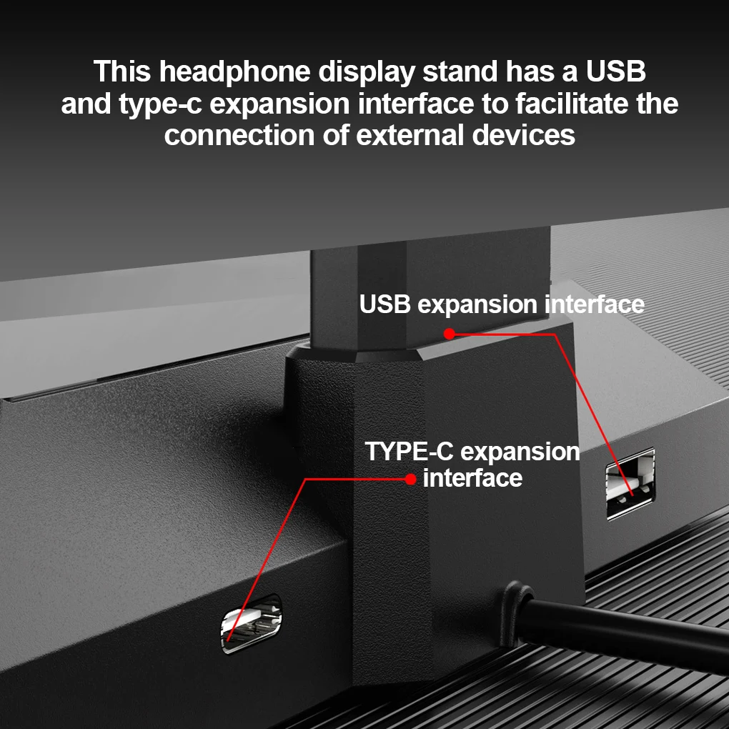Настольная подставка для наушников RGB с USB-портом зарядки |