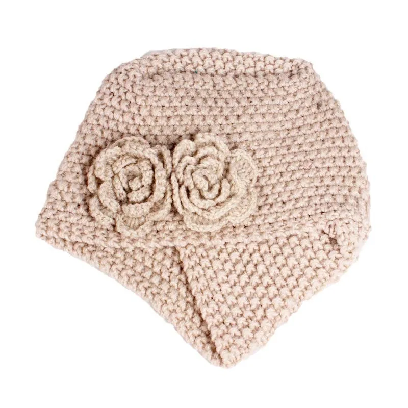 

Muslim inner hijab caps bohemia turban two flower Indian hat knitting hijab bonnet turbante cap for women 11
