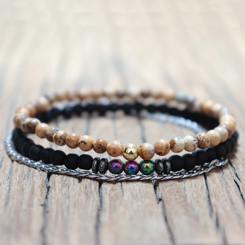 3 шт. мужские браслеты из гематита 4 мм | Украшения и аксессуары