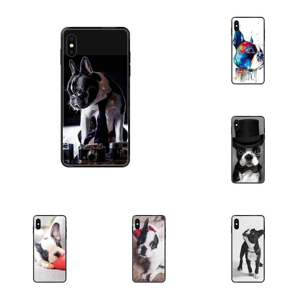 Черный мягкий ТПУ чехол для телефона Capa Overstock Boston Terrier Dog Щенки Apple iPhone 11 12 Pro XS Max XR X 8