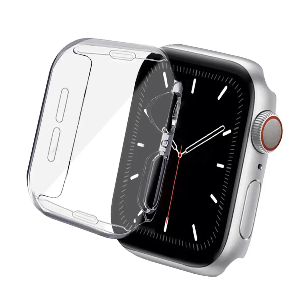 Чехол для Apple Watch 38 мм, 42 мм, 40 мм, 44 мм, мягкий прозрачный чехол из ТПУ для всесторонней защиты экрана, защитный чехол, чехол для серии 76543 se 41/45 м... чехол