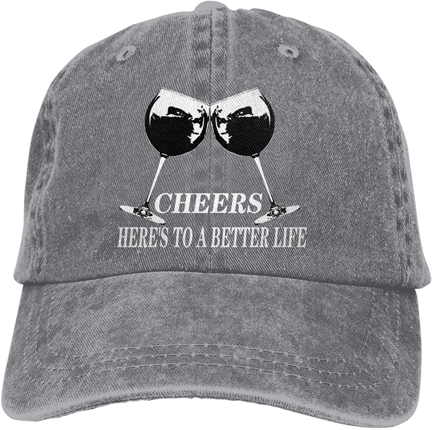 

Here's to A Better Life Cheers Sports Denim Cap Adjustable Unisex Plain Baseball Cowboy Snapback Hat