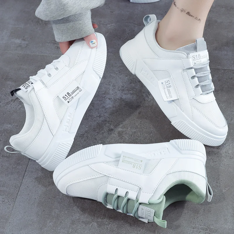 Женские кроссовки на платформе Белые Повседневные туфли для отдыха | Обувь