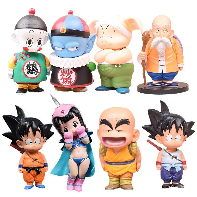 

Dragon Ball Anime Action Figures Goku Chichi Chiaotzu Pilaf Uron Kame Sennin Kawaii Anime Decor Collections Doll Toys Kids Gifts