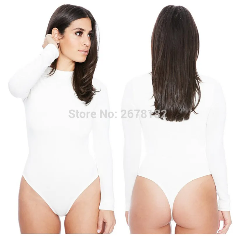 2018 повседневный женский боди с длинным рукавом и круглым вырезом белый черный