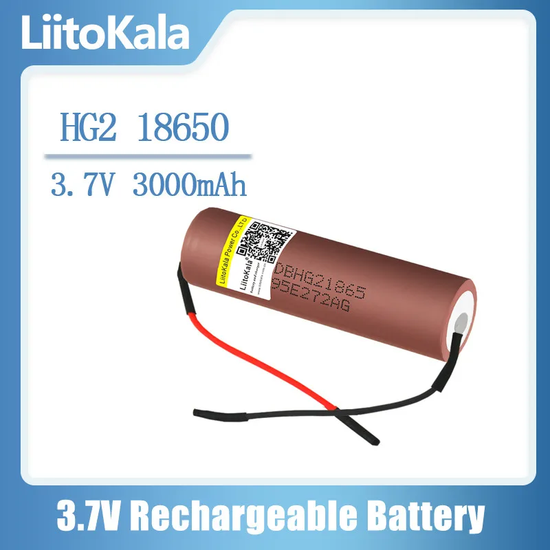 Перезаряжаемая батарея высокой мощности LiitoKala HG2 18650 3000 мАч большой ток разряда 30
