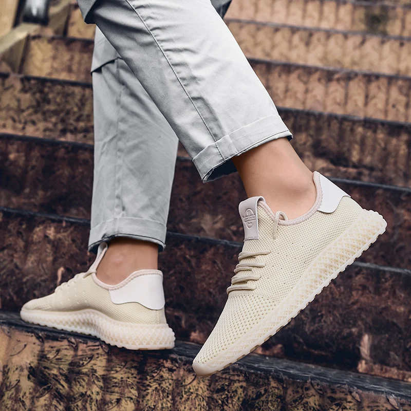 

Sneakers Male Men's Summer Sport Casual Shoes Sapato Man Men Solid White Fashion Knitting Mens Trainers Causal Slip On
