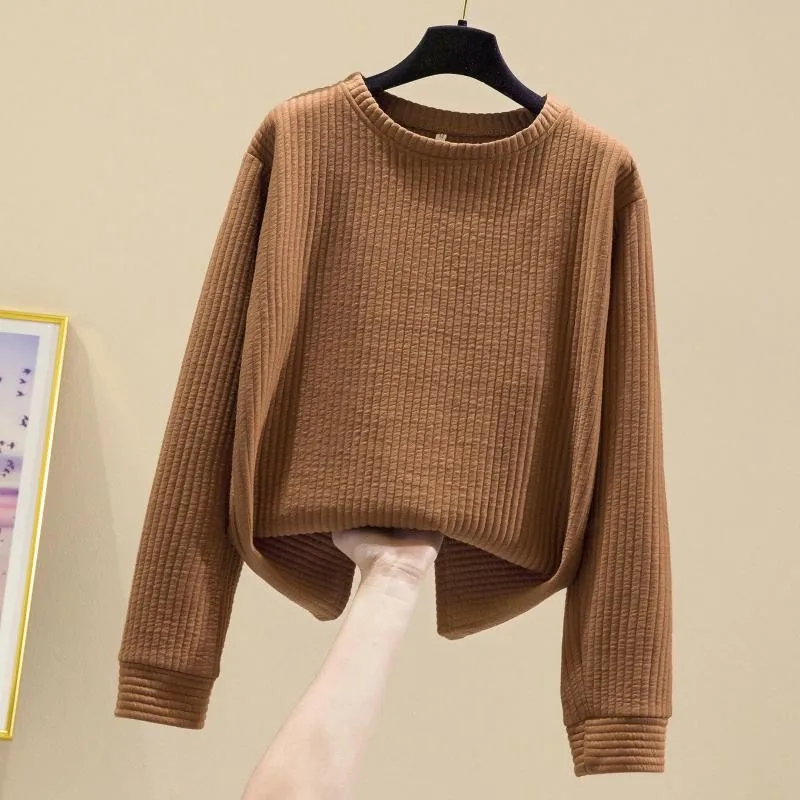 Cheap Goods Remain In Stock Fashion Loose Fleece Pullover Stripe Shirt Long Sleeve Hoodies Women Sweatshirt Female Casual Tops