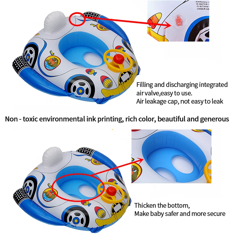 

Kids Baby Swimming Ring Cartoon Designs Inflatable Float Swimming Pool Ring Double Leak-Proof Safety Water Toy Pool Accessories