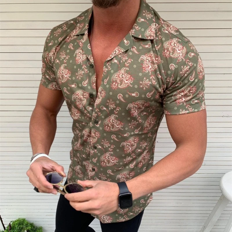 

Men brand short Sleeve Shirt Floral Male Blouse Casual Shirts Summer Autumn Shirts Men top Clothes camisa masculina sale