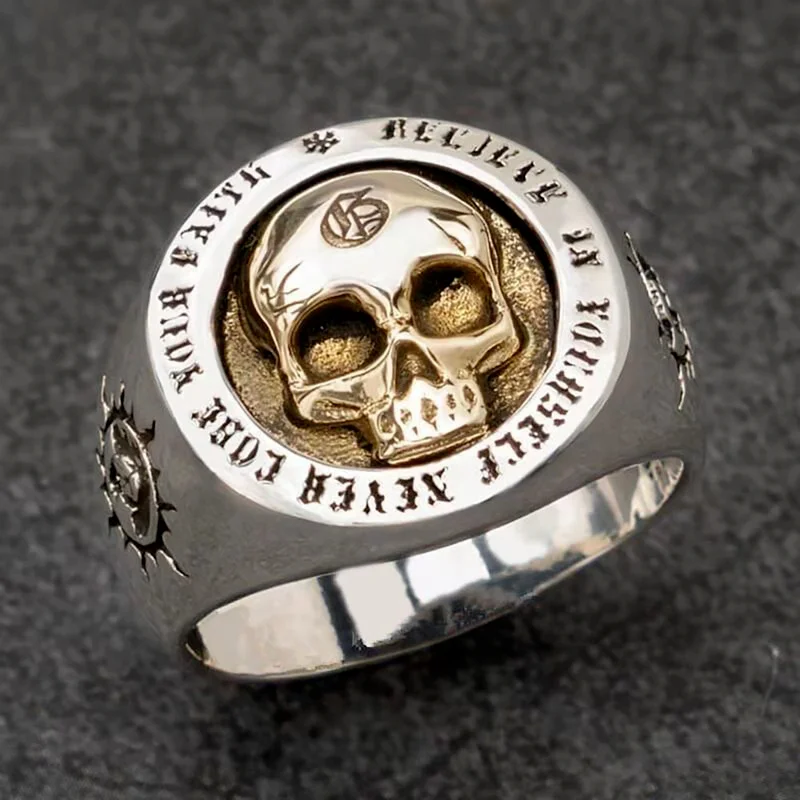 

New Silver Color Gold Heavy Sugar Pirate Skull Rings for Men Hip Hop Biker Steam Punk Motorcycle Gothic Luxury Jewelry Gifts