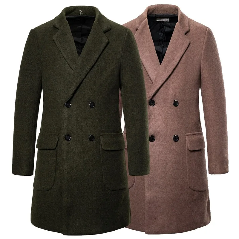 

Ropa De Hombre 2021 Autumn Winter New Double-breasted Casual Woolen Coat Men's Woolen Trench Coat