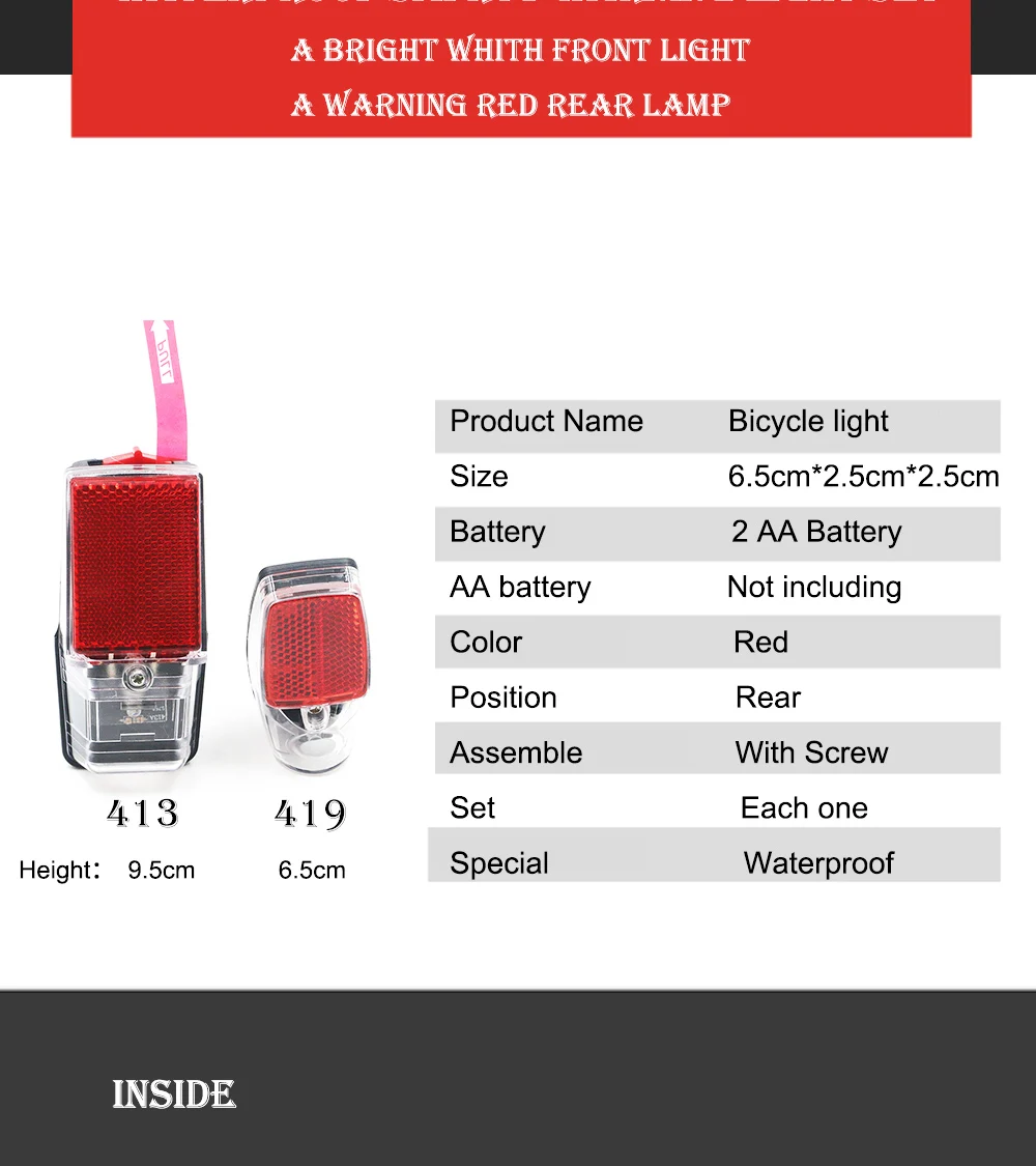 JS LED Battery Electric Bicycle Light Mount On The Mudguard Plastic Shining Js Safe Warning Taillight Bike Rear Accessories Part