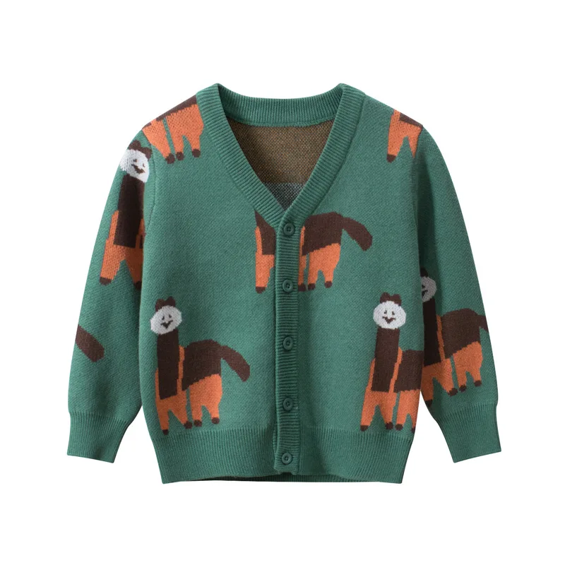 

Spring Autumn Boys Girls Sweaters Knitted Cardigan Sweater Green Baby Children Clothing Kids Wear boy girl clothes winter
