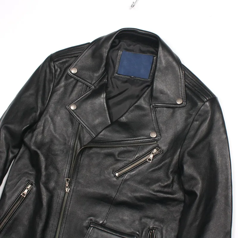

Mens Natural Leather Jacket High Quality Zipper Slim Sheepskin Biker Coat Male Autumn Winter Casual Business Leather Jacket 3XL