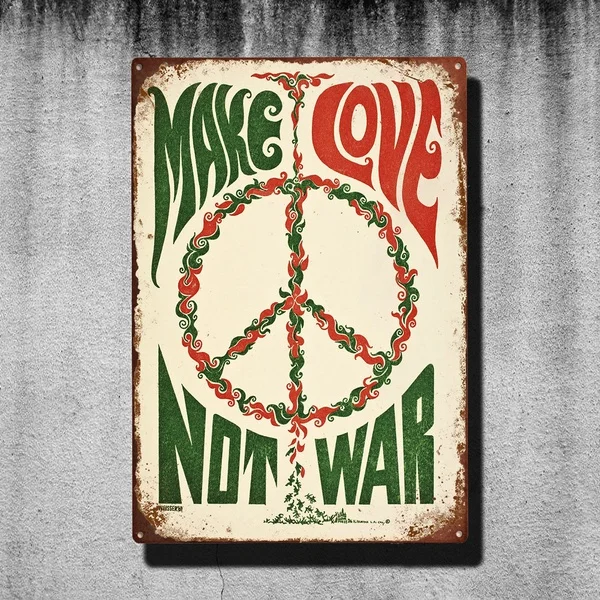 

Make Love Not War Retro Vintage Tin Sign Bar Pub Home Metal Poster Wall Art Decor