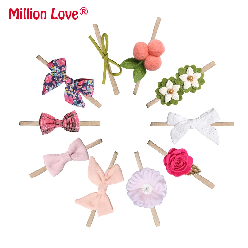 10pcs/lot Baby newborn Nylon headbands rose flower baptism headband christening for baby girls | Детская одежда и обувь
