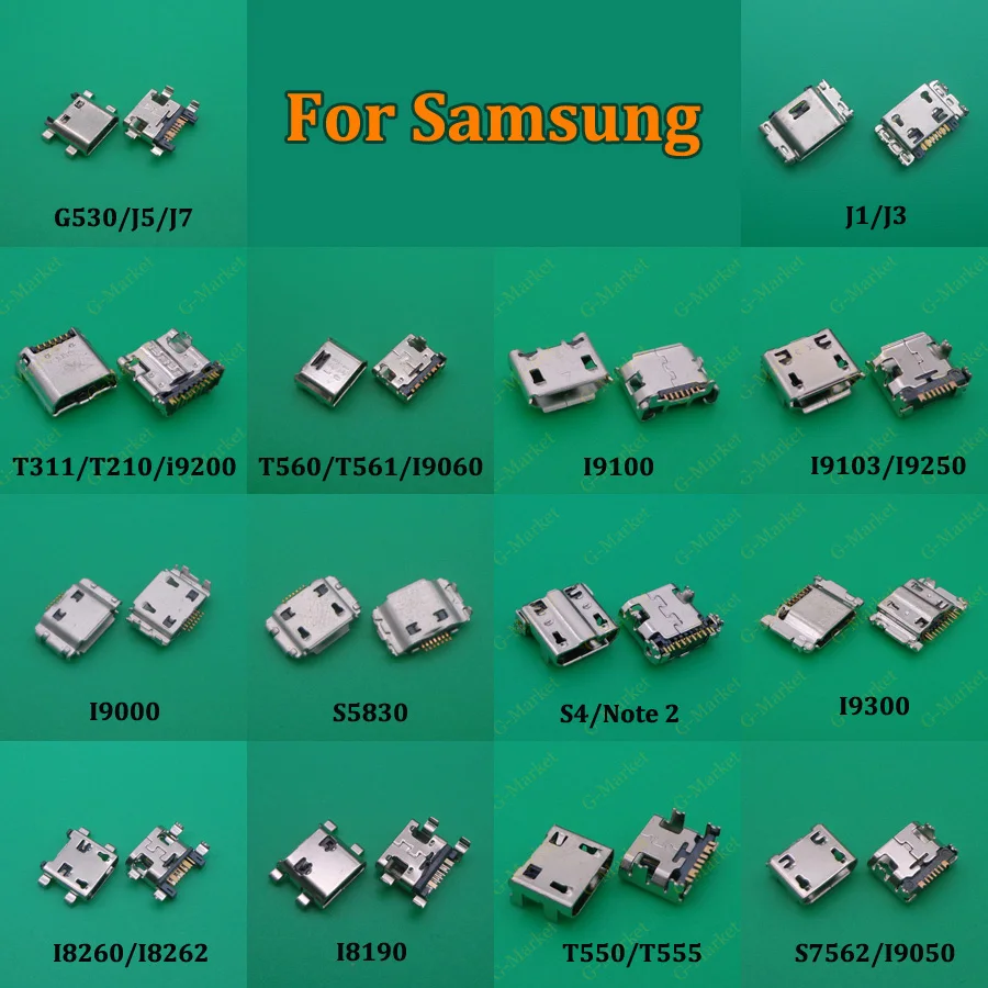 14 моделей шт. для Samsung I8260 G530 S3 i9300 S4 J3 J7 J5 T311 T210 T550 I9082 USB разъем зарядки|Соединители| |