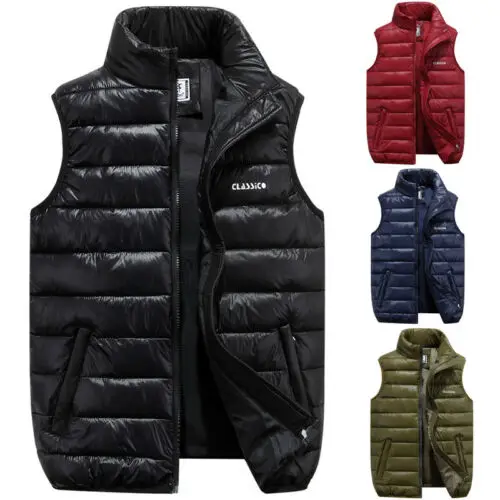 Зимняя Теплая мужская пуховая хлопковая стеганая куртка без рукавов жилетка