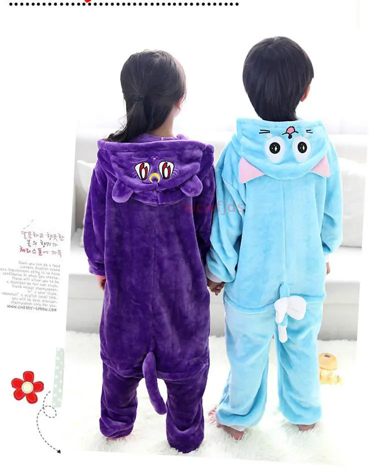 Детская Пижама комбинезон для косплея из мультфильма Luna Chi Cat теплый зимний