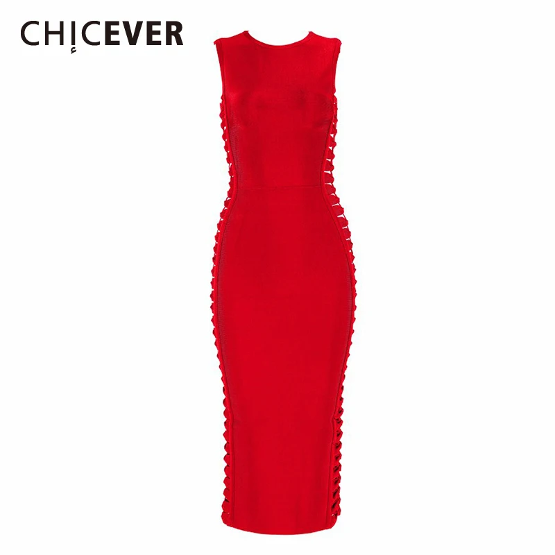 

Женское винтажное платье-карандаш CHICEVER, с круглым вырезом, без рукавов, с высокой талией, с разрезом, для лета, 2020