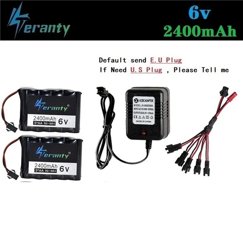 Teranty 6v 2400mah аккумуляторная батарея+ зарядное устройство для RC игрушечного автомобиля лодки пистолет Танк грузовик поезд RC модели-роботы 6v Ni-MH аккумулятор - Цвет: Синий