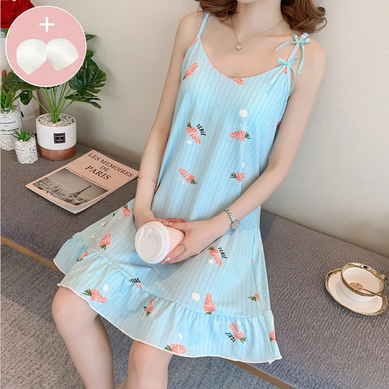 

2021Women's Homewear Spring and Summer Women's Nightdress Suspenders V-neck Loose Milk Silk Nightgown Sexy Sleepwear Sleep Tops